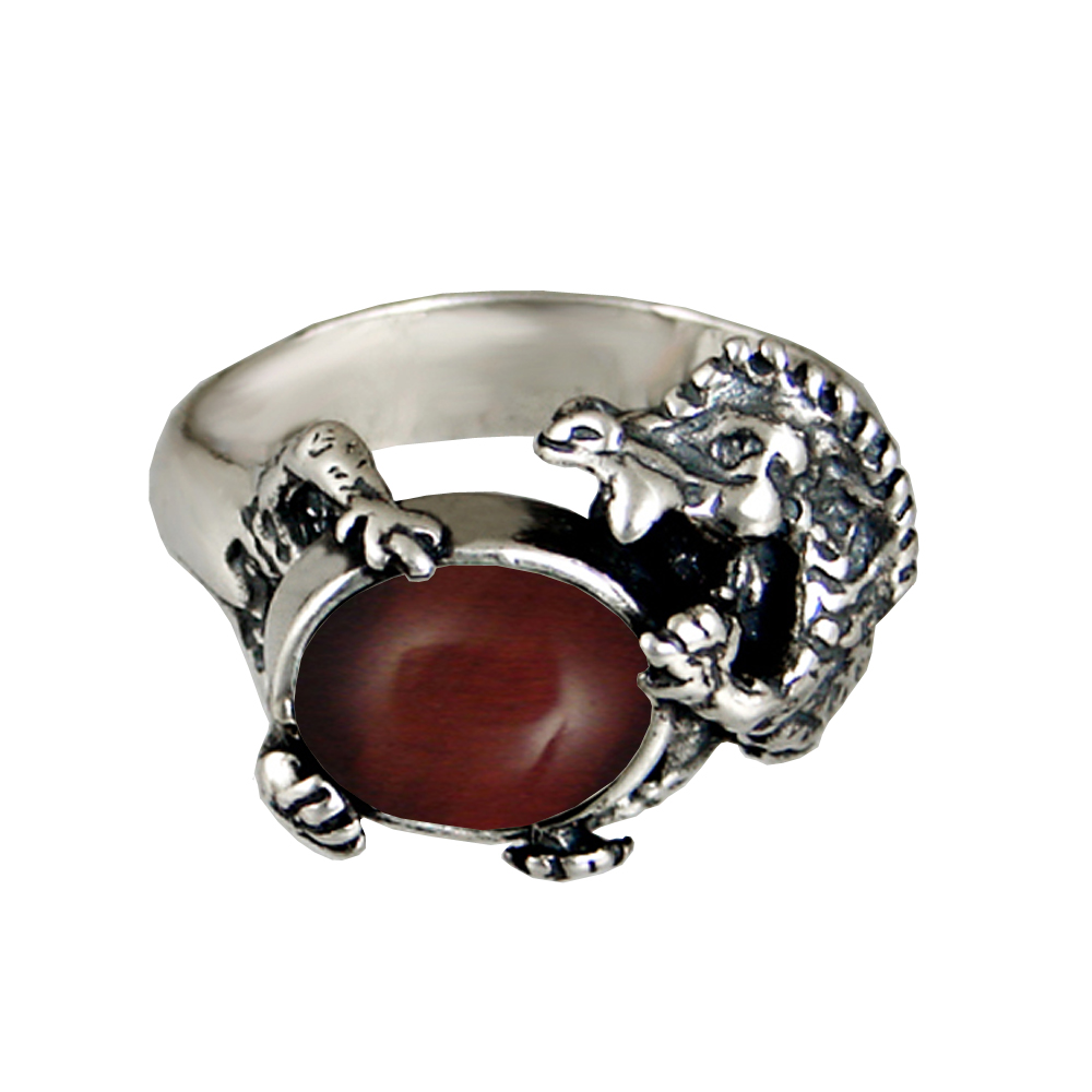Sterling Silver Dragon Ring With Red Tiger Eye Size 5 Sterling Silver Dragon Ring With Red Tiger Eye Size 5